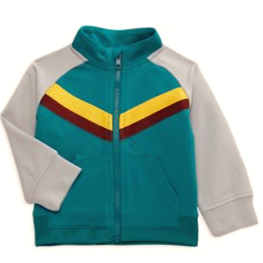 Janie And Jack x Harlem Fashion Row Track Jacket Size 2T Teal Maroon Grey Yellow